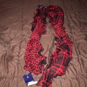 Chaps red & black plaid scarf